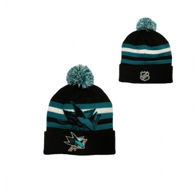 NHL, zimná, čiapka, heritage, cuff, pom, SAN JOSE SHARKS, junior